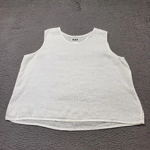 FLAX 100% Linen Tank Top Womens Size L "I Relax I Let Go My Life Is In Flow" - Picture 1 of 7