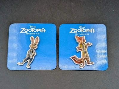 Disney 2016 AMC Stubs Member Exclusive Zootopia Nick Wilde Judy Hopps Pin Lot - Image 1 of 4