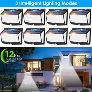 8x 468 LED Solarlampen für Außen mit Bewegungsmelder IP65 Solarleuchten Garten  - Bild 1 von 13