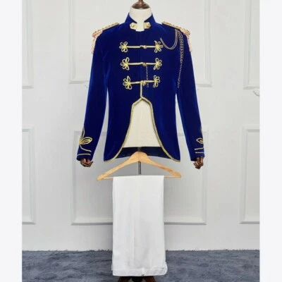 Hombres Borla Charretera Traje Corto Chaleco Terciopelo Chaqueta Pantalones Fiesta Baile Show SPW Foto 1 de 4