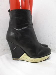 B Makowsky VALERIE Black Leather Snakeskin Platform Wedge Boot Womens Sz 8.5 M - Picture 1 of 12