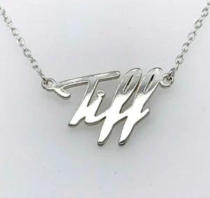 Tiff Name Plate Necklace Pendent Sterling Silver female Personalized Custom - Picture 1 of 3