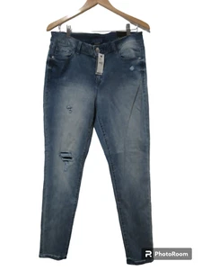 Sz 14 NWT $60 Venezia Lane Bryant Distressed Skinny Mid Rise Blue Jeans Jeggings - Picture 1 of 12