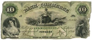 1861 Bank of Commerce, Newbern, North Carolina $10 Obsolete Note (62860) - Picture 1 of 2
