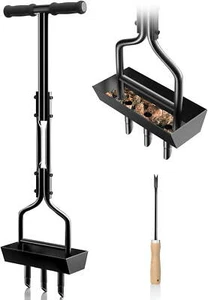 Manual Lawn Plug Aerator with 3 Core Tines and Soil Storage Basket - Picture 1 of 4