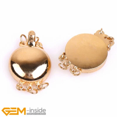 13mm 14K Gold Filled Round 3 Strand Box Snap For Pearl Necklace Bracelet Clasps - Image 1 of 4
