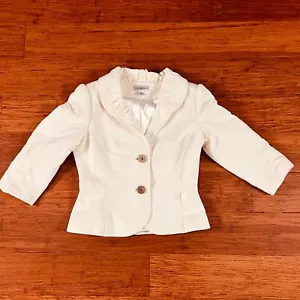 George Gross 2 Button Fitted Jacket Horizontal Corduroy Beige Brown 3/4 Sleeve - Picture 1 of 24
