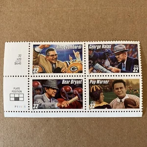 US Football Coaches Stamp - Block of 4 - MNH Mint never hinged SPORTS - Picture 1 of 6