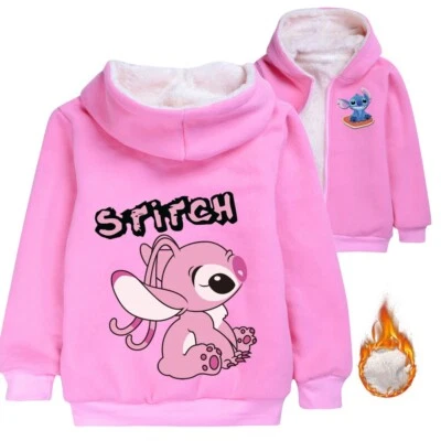 Chaqueta de algodón con cremallera Stitch para niños de 5 a 12 años Abrigo de terciopelo coral de algodón puro Foto 1 de 4