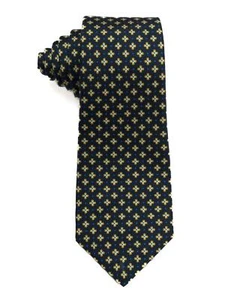 Kiton Napoli $330 Nueva Corbata de Seda Azul Marino Pequeña Amarilla Estampado Medallón 3.25” 8 cm - Imagen 1 de 3