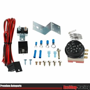 Ventilador Radiador Eléctrico Ajustable 12V Termostato Control Relé Cable Kit Coche Camión - Imagen 1 de 10