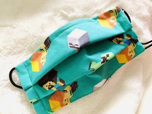 Kids Minecraft Blocks Game Face Mask Washable Cotton Dual Layer Nose Wire - Picture 1 of 1