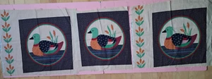Vintage Navy Blue Calico Duck and Cattails Cloth Panel by Cranston Print Works - Picture 1 of 4