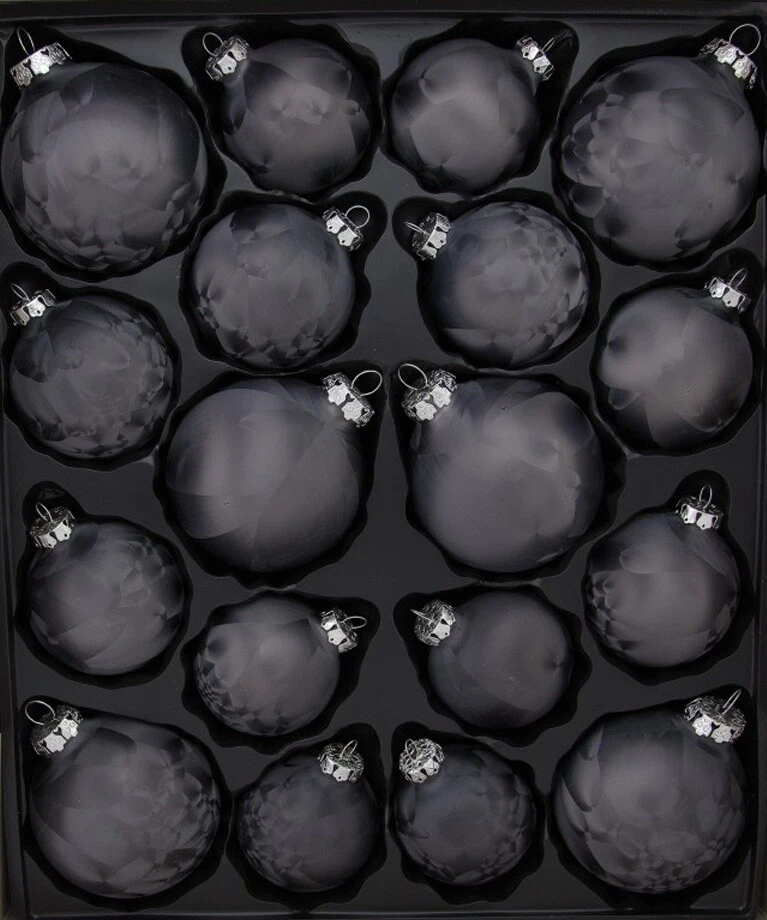 18tlg.Weihnachtskugel Set Eislack anthrazit Schatzhauser Weihnachtsschmuck - Bild 1 von 1