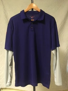 Super Bowl 49 AZ Football Purple Grey Men's Sz M Long Sleeve Polo Shirt - Picture 1 of 4