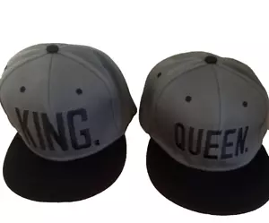 King & Queen passende Snapback Hüte grau & schwarz NEU - Bild 1 von 9