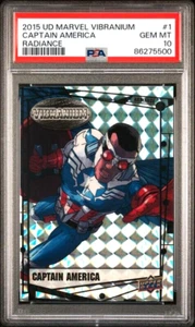 CAPTAIN AMERICA 2015 UD Marvel Vibranium RADIANCE #1 Parallel /50 POP 1 PSA 10 - Picture 1 of 2