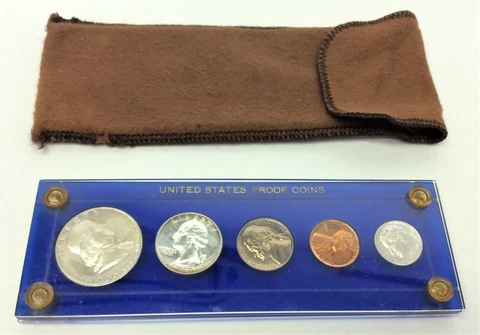 1960 U.S. United States Proof Coins Silver Half Dollar Quarter Nickel Ungraded Cover