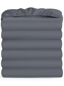 King Fitted Sheet Only - Bulk Pack of 6 Bottom Sheets - Premium Soft & Breath... - Picture 1 of 6