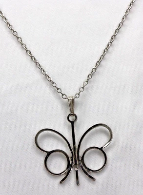 Signed Sarah Coventry Silver Tone Butterfly Pendant Necklace Papillon - Image 1 of 4