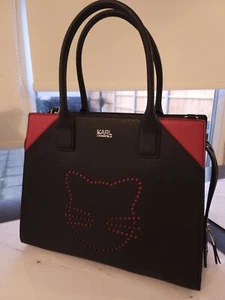 Karl Lagerfeld Cat Handbag Black Bag Long Shoulder Strap - Picture 1 of 14