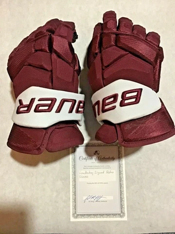 Colorado Avalanche REVERSE RETRO Signed Landeskog Gloves 20-21 Avalanche COA Cover
