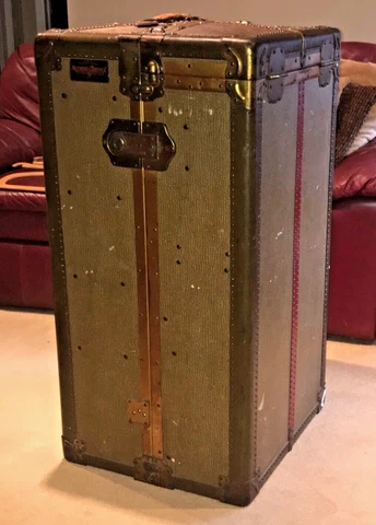 Antique Mendel Drucker Green w/Red accent Wardrobe  41" Steamer Trunk Cover