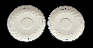 2 Villeroy & Boch Vieux Luxembourg 5.5” Coffee Cup Saucer Blue & White Excellent - Picture 1 of 6