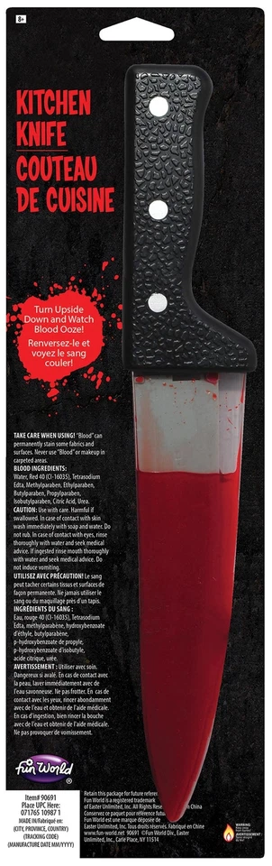 13" Bleeding Kitchen Knife - Morris Costumes - Image 1 of 1