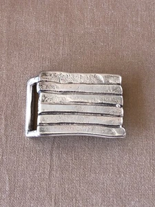 Signed Heavy Modernist Sand Cast Sterling Silver 925 Belt Buckle 87.3G - Picture 1 of 12
