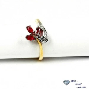 Juguetón Anillo En 585 Oro 14 Quilates con Rubí Y Diamante - Imagen 1 de 2