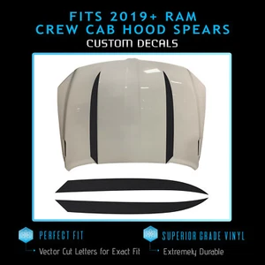 For 2019-2021 Ram 1500 Crew Cab Hood Spears Stripes Decal Overlay - Matte Vinyl - Picture 1 of 18