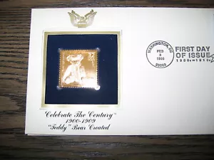 Teddy Bear Created Celebrate the Century FDC Gold Golden Cover replica Stamp - Picture 1 of 3