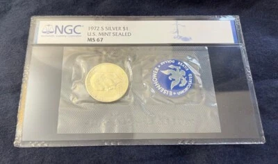 1972 S EISENHOWER SILVER DOLLAR US MINT SEALED BLUE IKE - NGC GRADED MS67!!! - Image 1 of 2