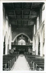 REAL PHOTOGRAPHIC POSTCARD OF CHESHUNT CHURCH INTERIOR, HERTFORDSHIRE BY BELL - Picture 1 of 2