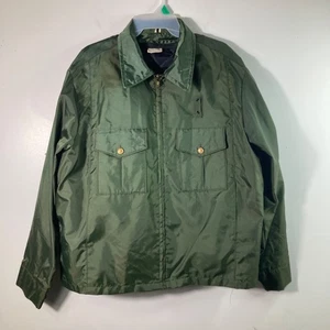 Mens Vintage Fechheimer Green Satin Lined Duty Work Jacket Mail Carrier L R Nylo - Picture 1 of 15