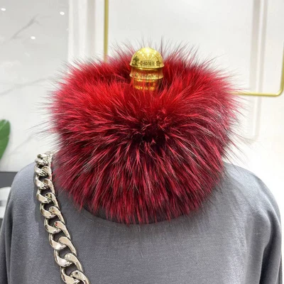 Diadema para mujer genuina de piel de mapache tejida calentador de cuello diadema de piel peluda Foto 1 de 4