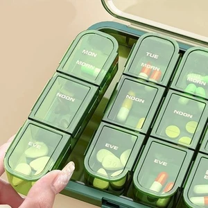 Scatola Organizer Medicina Pillola 7 Giorni Giorni Mattina,Mezzogiorno,Sera Portatile 21 Slot - Foto 1 di 10