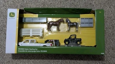 John Deere RSX860i Gator Hauling Set w/ horses, hay, trough & fencing 1:32 scale - Image 1 of 4