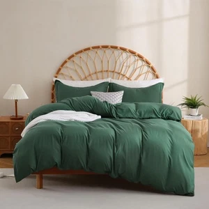 Hunter Green Duvet Cover Set Full Size, 3 Piece Duvet Cover with Pillow Shams... - Picture 1 of 8