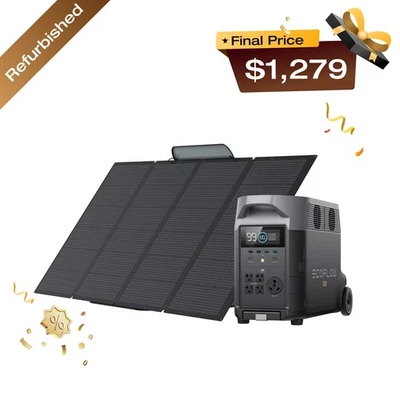 EcoFlow DELTA Pro 3600Wh+400W Solar Panel Solar Generator Certified Refurbished - Image 1 of 4