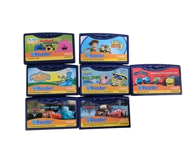Lot Of 7 VTech V.Reader Learning Games Cartridges Cars, SpongeBob, Toy Story  - Image 1 of 4