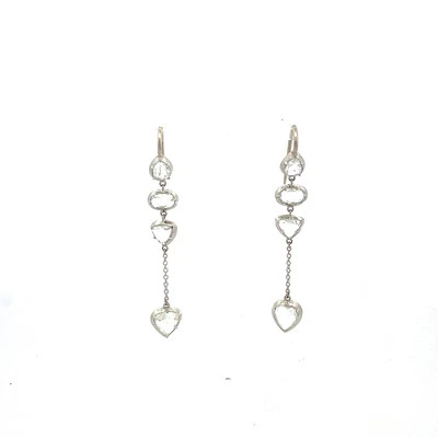 Pendientes colgantes de platino con diamantes talla rosa H SI1 5,90 quilates Foto 1 de 4