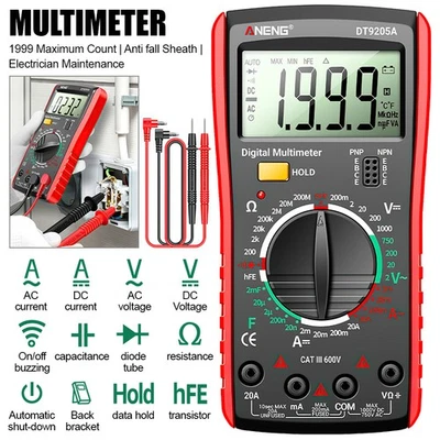 Professional Digital Multimeter Voltmeter Ohmmeter Ammeter Multi Tester Meter - image 1 of 4