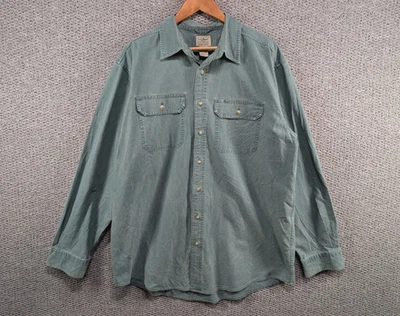 LL BEAN Men's Traditional Fit Sunwashed Denim Worker Retro Button Shirt L Tall - Image 1 of 4