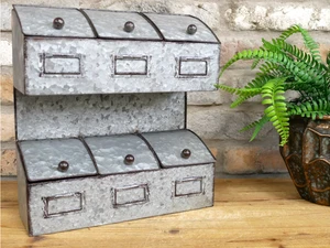 Tavolo rustico scrivania industriale metallo mini cassettone portagioie - Foto 1 di 4
