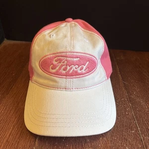 Ford Mustang Kappe Mütze pink und weiß bestickt verstellbar Klettverschluss - LNC - Bild 1 von 6