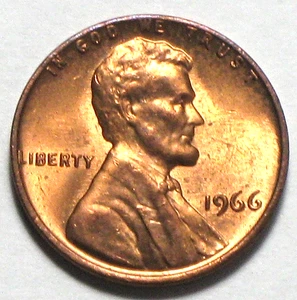 1966 LINCOLN MEMORIAL CENT PENNY - Picture 1 of 5