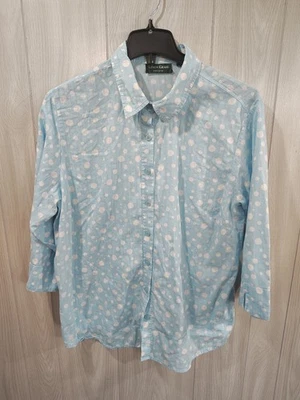 Camisa Para Mujer Hierba Limón Lunares Manga Larga Abotonada Talla 2X Informal Oficina Foto 1 de 4