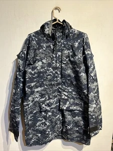 US Navy Working Parka Small X-LONG Gore-Tex Nylon Shell Jacket Blue Digital Camo - Picture 1 of 6